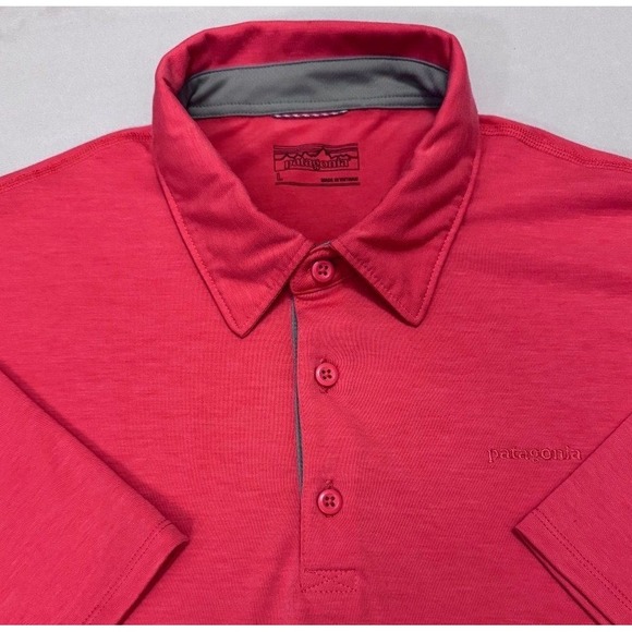 Patagonia Other - Patagonia Cactusflats Polo Shirt Mens L Static Red Tencel Blend Outdoor Casual
